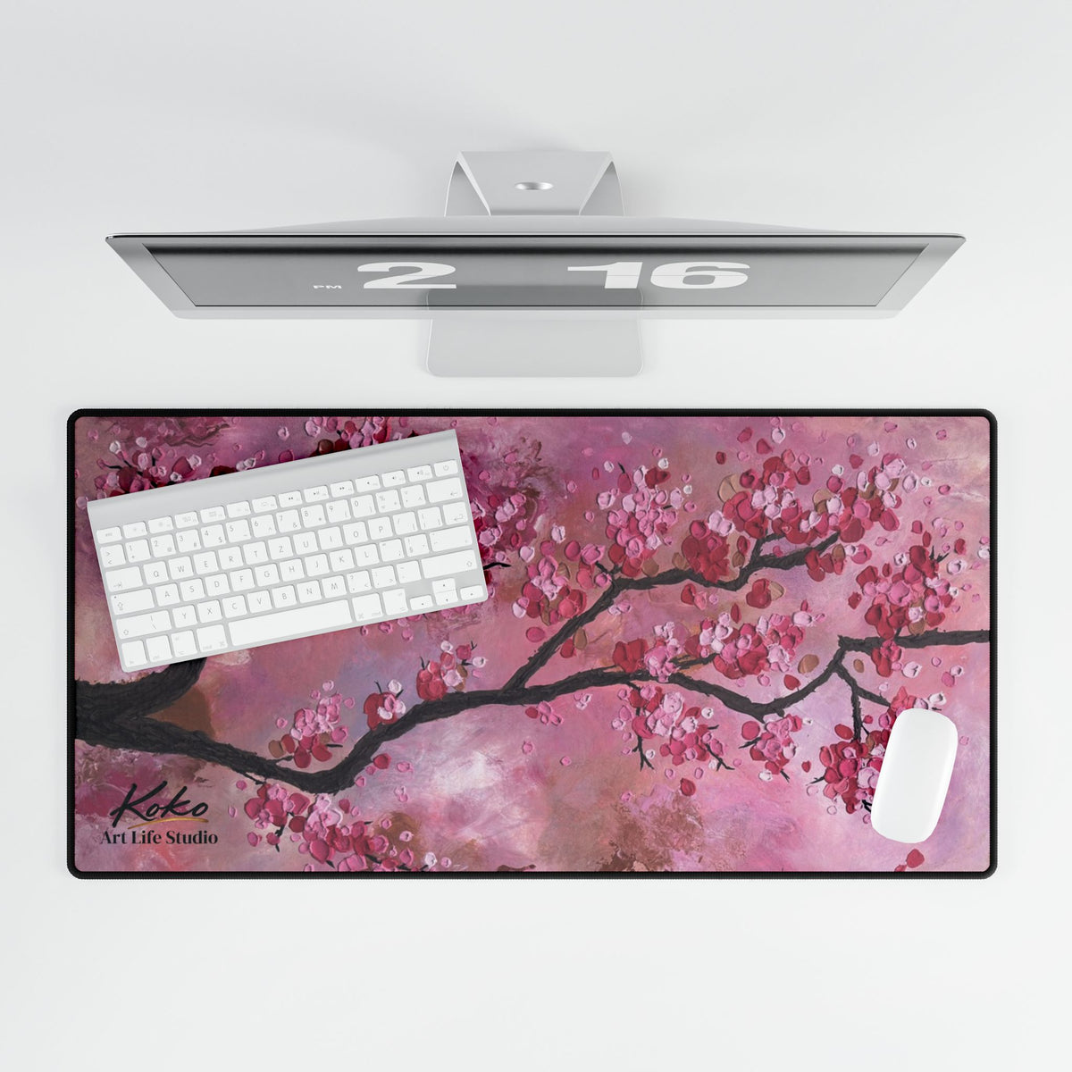Cherry Blossom Desk Mat — Large Floral Gaming & Office Mousepad