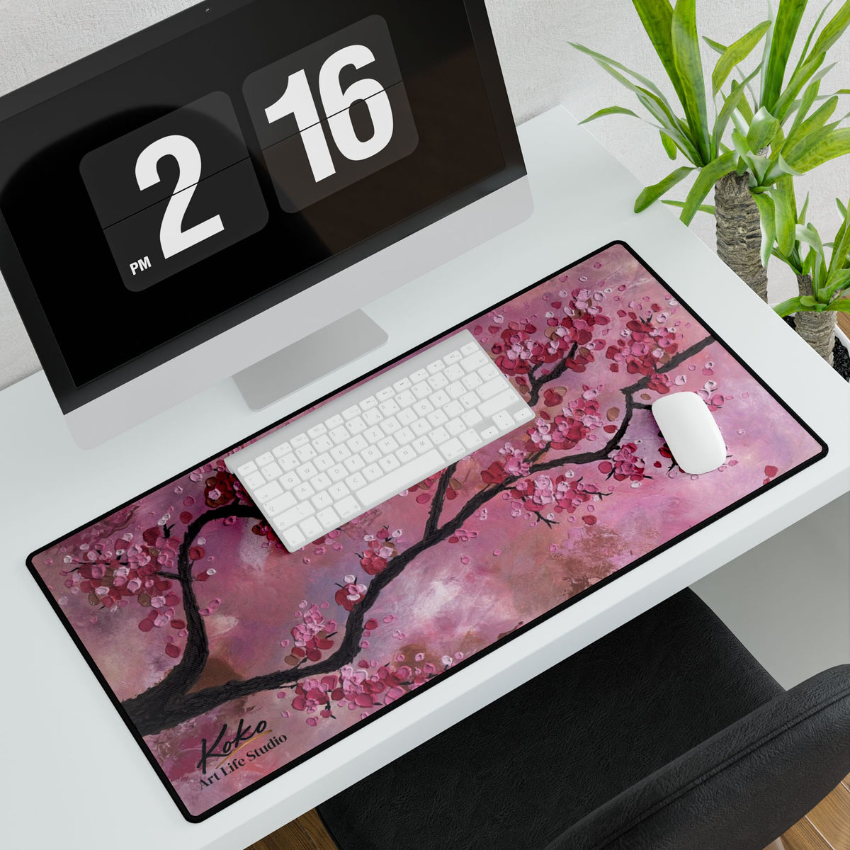 Cherry Blossom Desk Mat — Large Floral Gaming & Office Mousepad